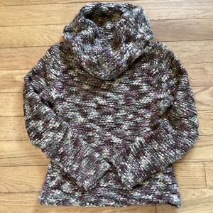 Beautiful vintage cowl neck sweater, purple/green/tan variegated acrylic…